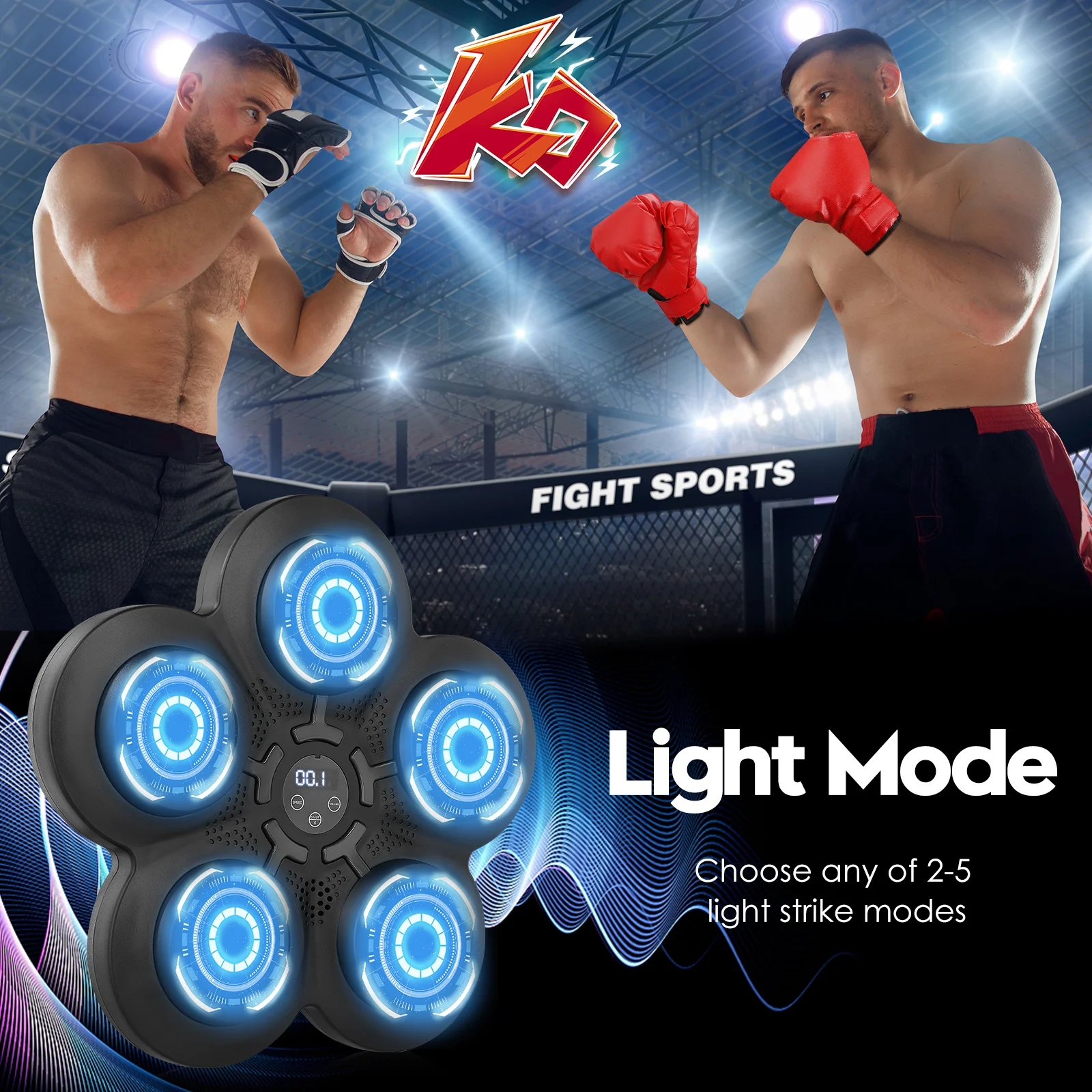 Music Boxing Machine, Electronic Wall Target Machine, With 5 Lights And Bluetooth Sensor, Training Devices With Boxing Gloves