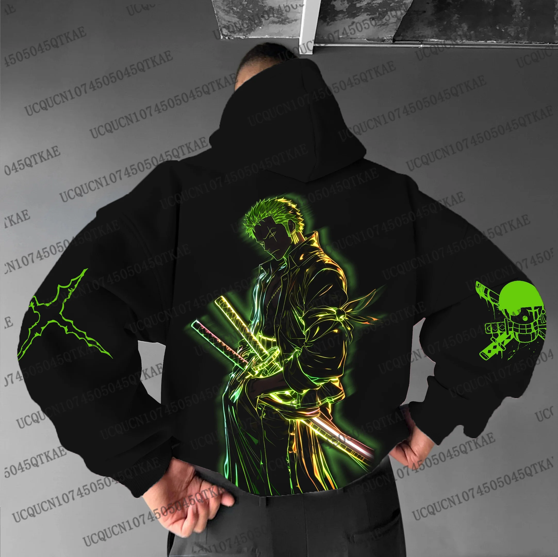 Jesienno-zimowe bluzy z kapturem dla mężczyzn i kobiet Cosplay Bluzy z kapturem ONE PIECE ZORO Anime Bluza Moda Bandai Cosplay Odzież