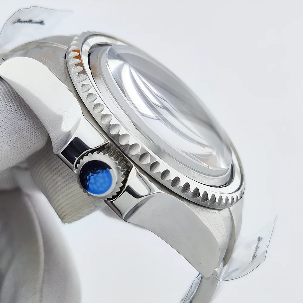 43 مللي متر حافظة رجالية فاخرة NH35 حافظة من زجاج الياقوت مقاومة للماء تناسب 28.5 مللي متر قرص NH35 حافظة ساعة 316L حافظة من الفولاذ المقاوم للصدأ