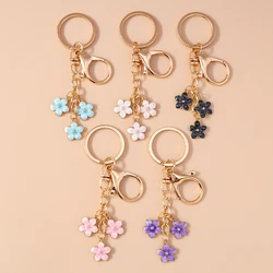 Fashion Colorful Flower Keychain for Women Men Car Key Handbag Purse Pendant Keyrings Accessories DIY Jewelry Gifts