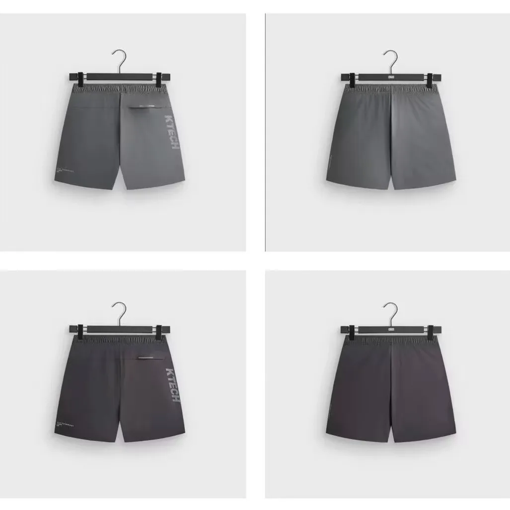 Outdoor Function KITH Quick Dry Lightweight Elastic Sports Splicing Letter Print Men Women Short Pants Nylon Straight Leg Pants