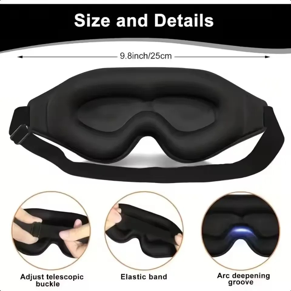 3D Eye Mask, Comfortable & Breathable Sleep Mask with Nose Pad, Adjustable Size Eye Cover for Sleeping, Travel & Nap, Blackout view 6