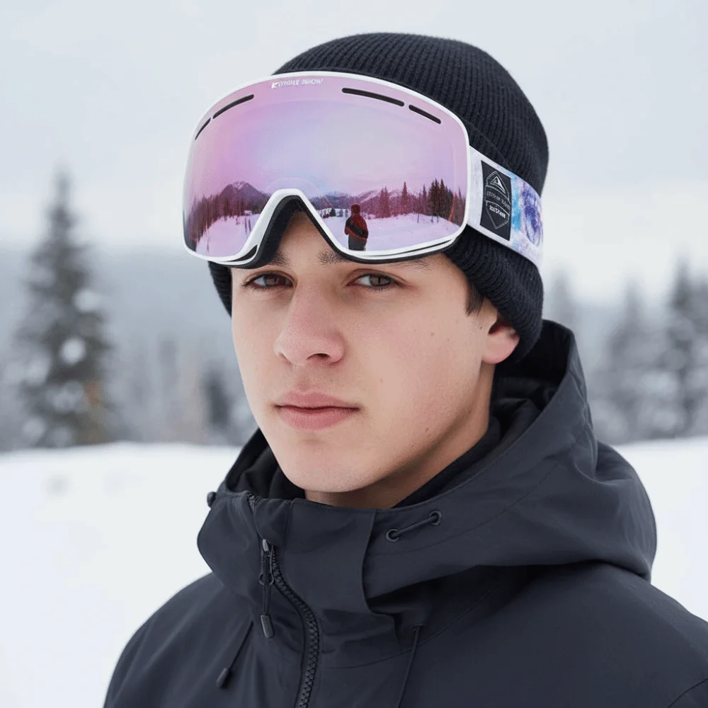 

Лыжные очки с защитой UV400, противотуманные, с двойными линзами, для сноуборда, с цилиндрическими линзами, полным покрытием, для катания на лыжах