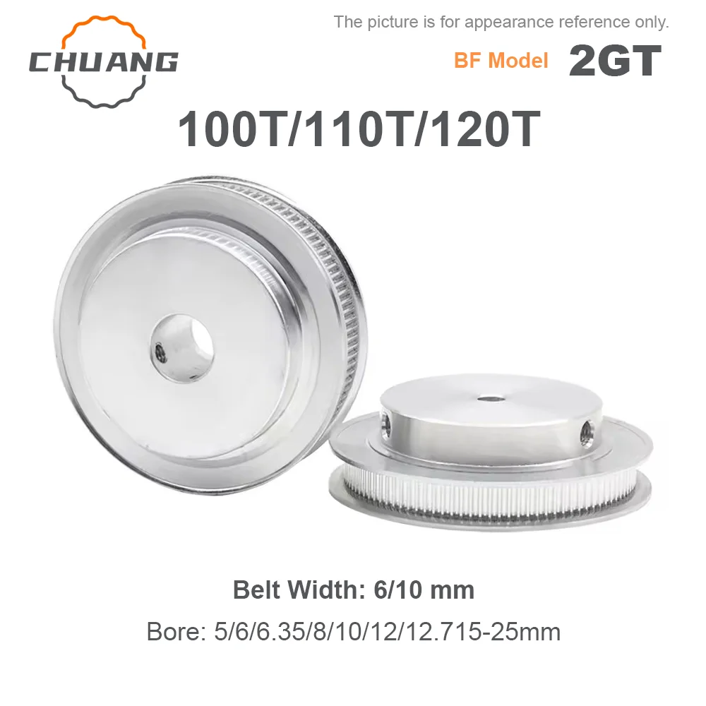 2GT 100T 110T 120Teeth GT2 Timing Pulley 2M Bore5/6/6.35/8/10-25mm For Belt Width 6/10mm GT Timing Belt GT2 Pulley Belt