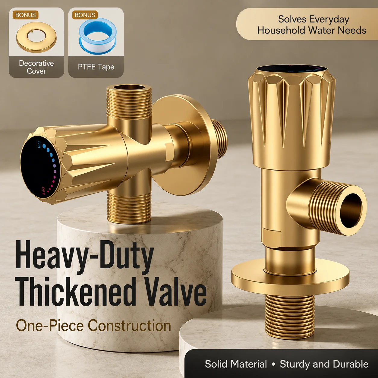 Dual Outlet Angle Valve 1 In 2 Out Brass Bathroom Kitchen Toilet Shut Off Valves G1/2 Heavy Duty Water Pressure Mixer Valve
