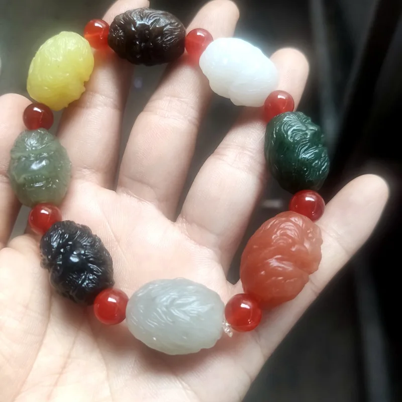 

Multi-Gem Colorful Pendant Men And Women Hetian Jade Bracelet