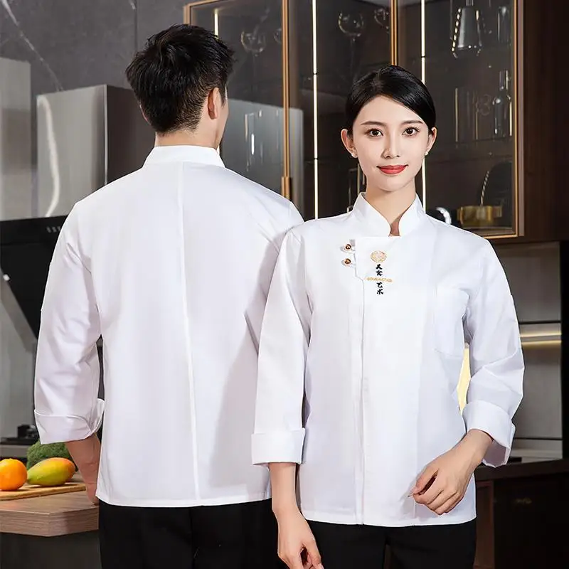 Chef Overalls Men's Long plus Size Short Sleeve Western Restaurant Hotel Kitchen Cook Clothes Summer