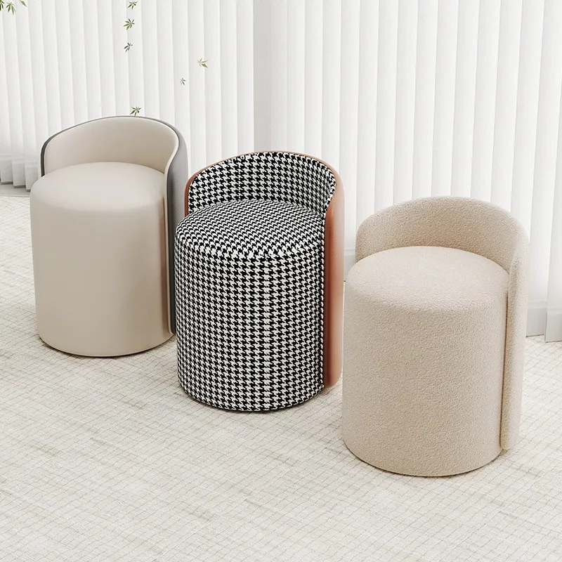 Backrest Vanity Stool Comfortable Minimalist Rotating Dresser Chair Girls Elegant Bedroom Chair Stylish Luxury Upholstered Stool view 3