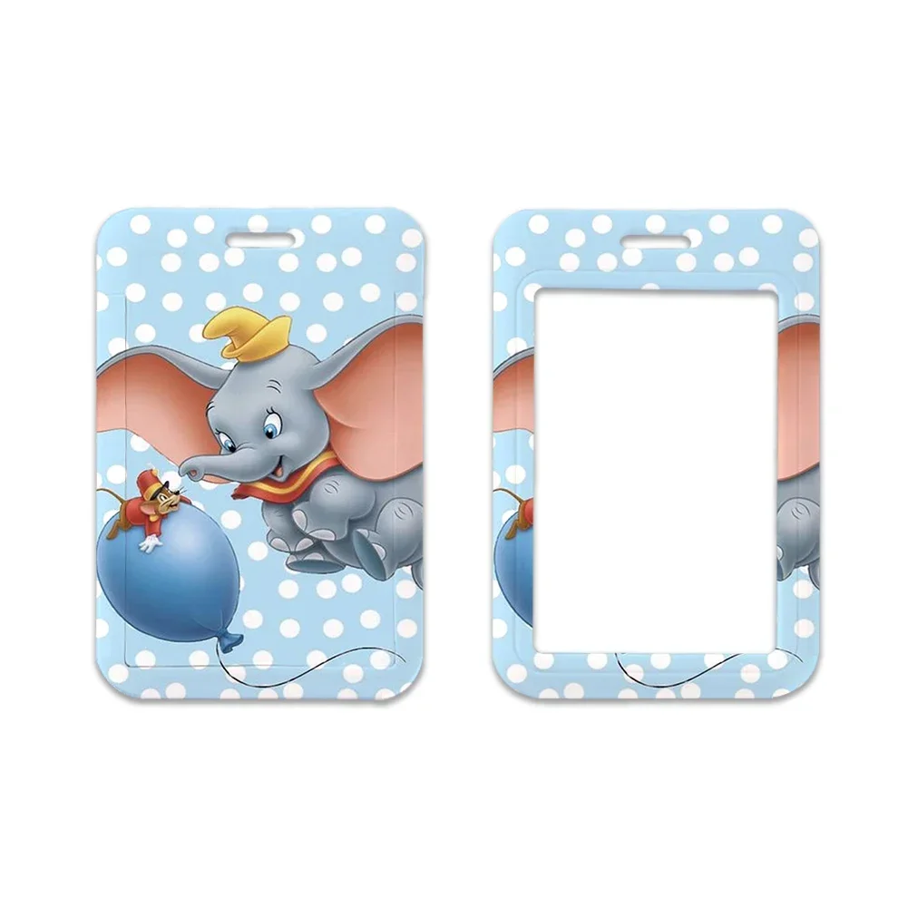 Disney Mini Little Dumbo Card Holder Identification Card Holders Girls Pretty Neck Strap Lanyards Name Badge Holder Card Cover