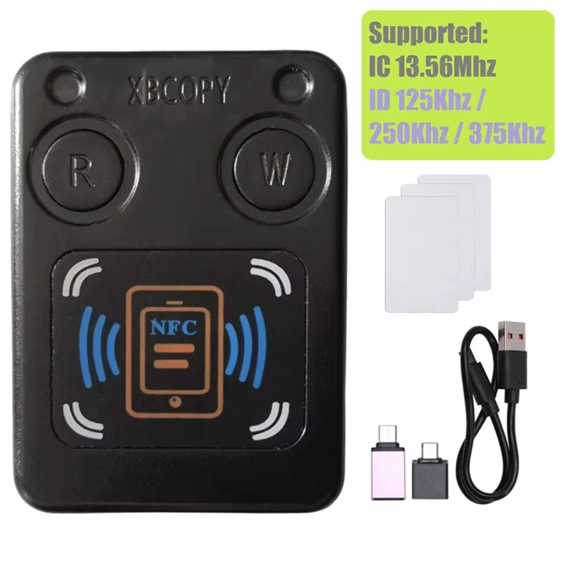 

B27B NFC RFID Smart Chip Card Reader Copier +3XUID Card IC 13.56Mhz ID 125Khz 250Khz 375Khz RFID Token Clone Duplicator