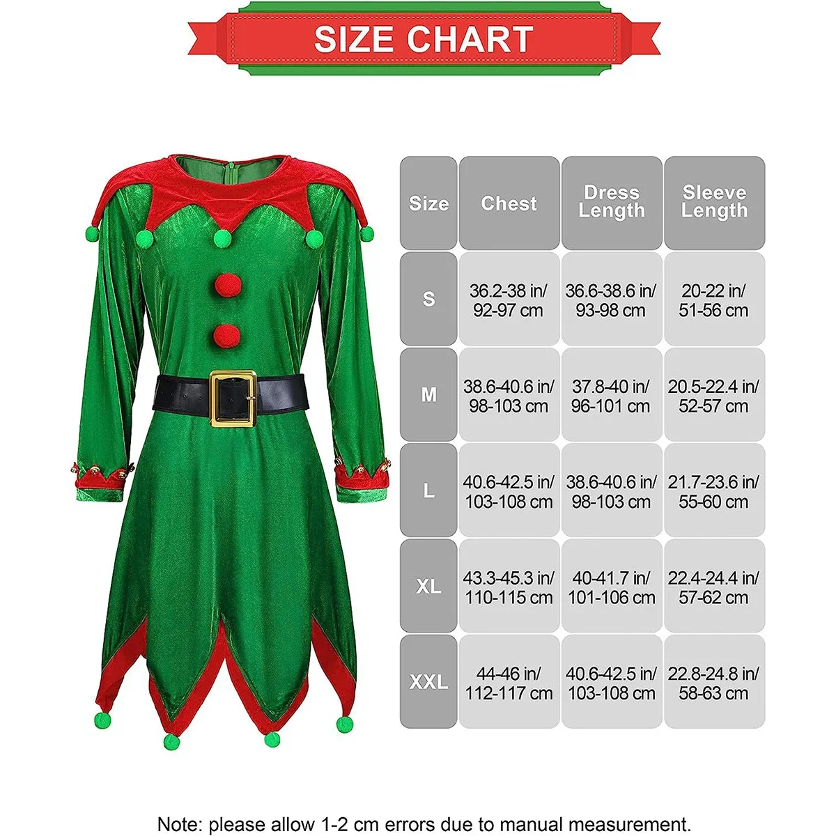 Christmas Santa Claus Costume Women Green Elf Cosplay Dress Adult Kids Belt Hat Elf Ear Suit New Year Xmas Party Outfits