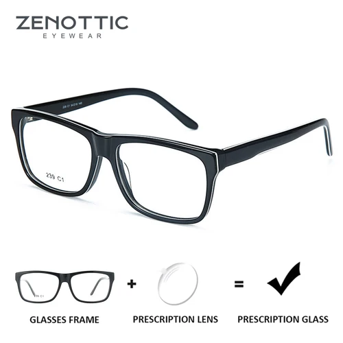 ZENOTTIC (tamaño XXS) gafas graduadas cuadradas gafas ópticas para hombres para acetato hecho a mano Anti luz azul fotocromática