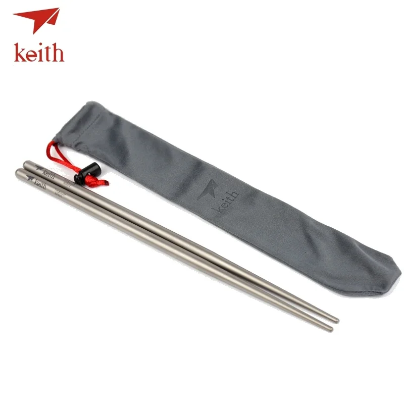 Keith Titan runde Ti562Essstäbchen, leichte Lebensmittelstäbchen für Outdoor-Reisen, Camping, Picknick, Wandern – langlebiges Geschirr Ti5620