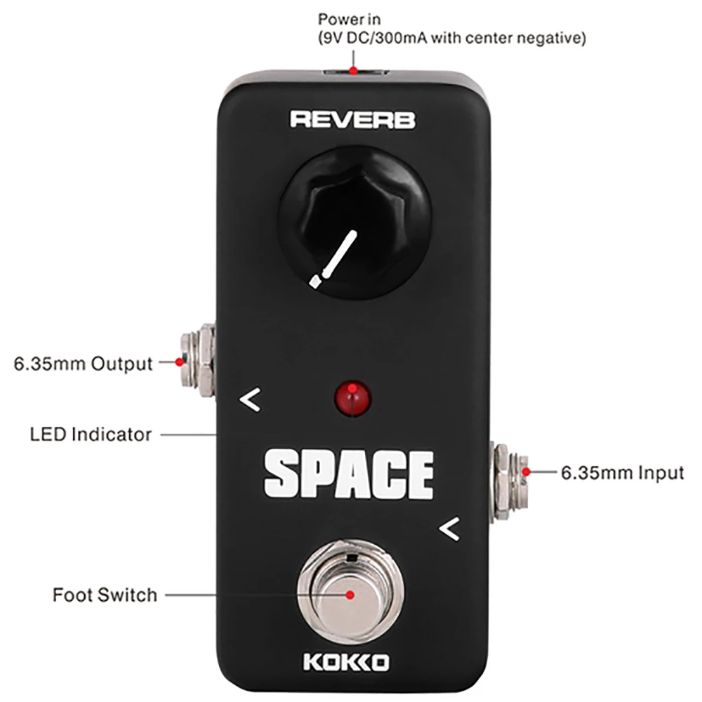 KOKKO Electric Guitar Space Effect Pedal Full-bodied Reverb Effect Pedal for Electric Guitar Bass Guitar Parts & Accessories