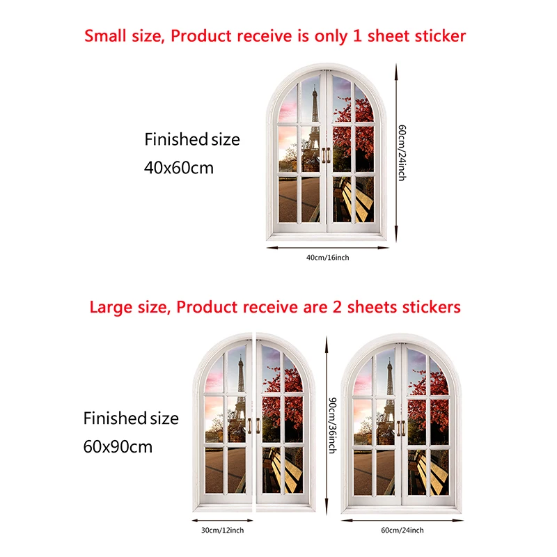 Removable Scenic Spots Window Wall Sticker 3D Landscape Vinyl Decal Wallpaper Peel And Stick for Bedroom Living Room Decor