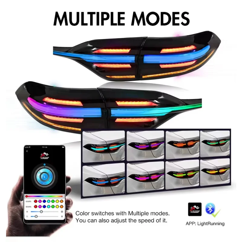 DK Motion RGB Full LED Tail Lights For Toyota US Corolla 12th Gen Levin 2020-2024 Rear Auto Lamps Assembly Smoke Lens 12V