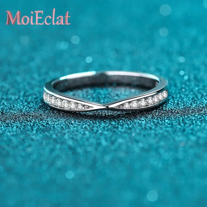 

Luxury Twist-band Diamond Platinum Pt950 Rings for Women with 0.13ct Moissanite Stones Fine Jewelry Wedding Birthday Gifts