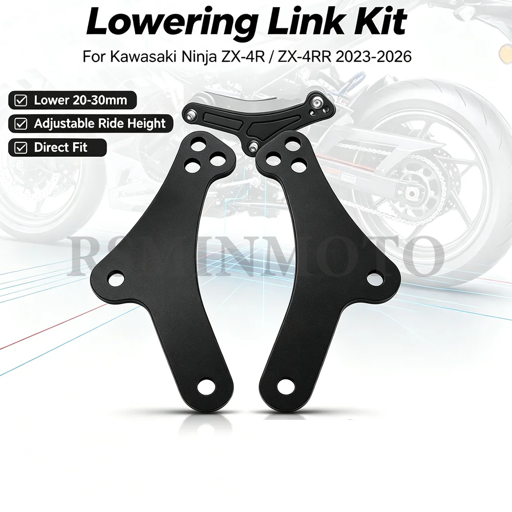 ZX4R ZX25R Lowering Link Kit 20mm-30mm Drop Aluminum Black For Kawasaki Ninja ZX-4R ZX-4RR ZX 25R 4R 4RR 2023-2025 2026