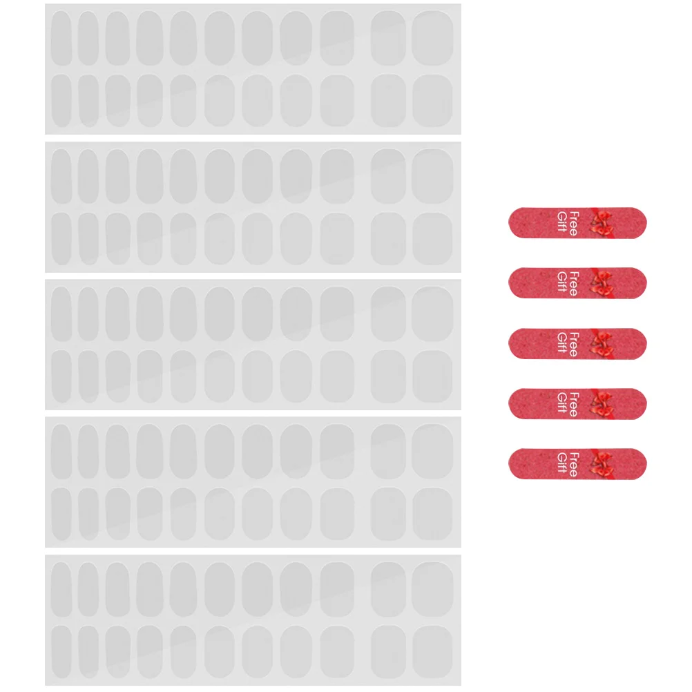 5 Blatt Nagelaufkleber, französische Maniküre-Streifen, Gel-Set, halbgehärtetes Pediküre-Lack, doppelseitiges Klebeband, transparente Nägel
