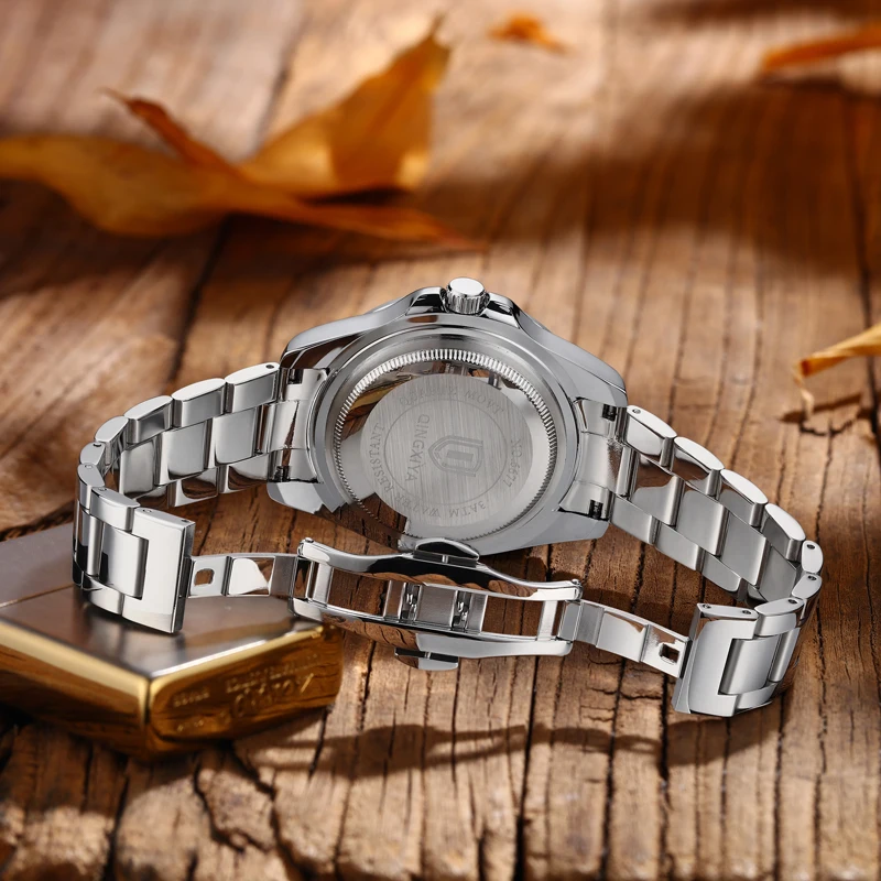 QINGXIYA Top Brand Luxury Solid Stainless Steel Quartz Watch for Men Waterproof Luminous Hands Date Sport Wristwatch Mens Clock