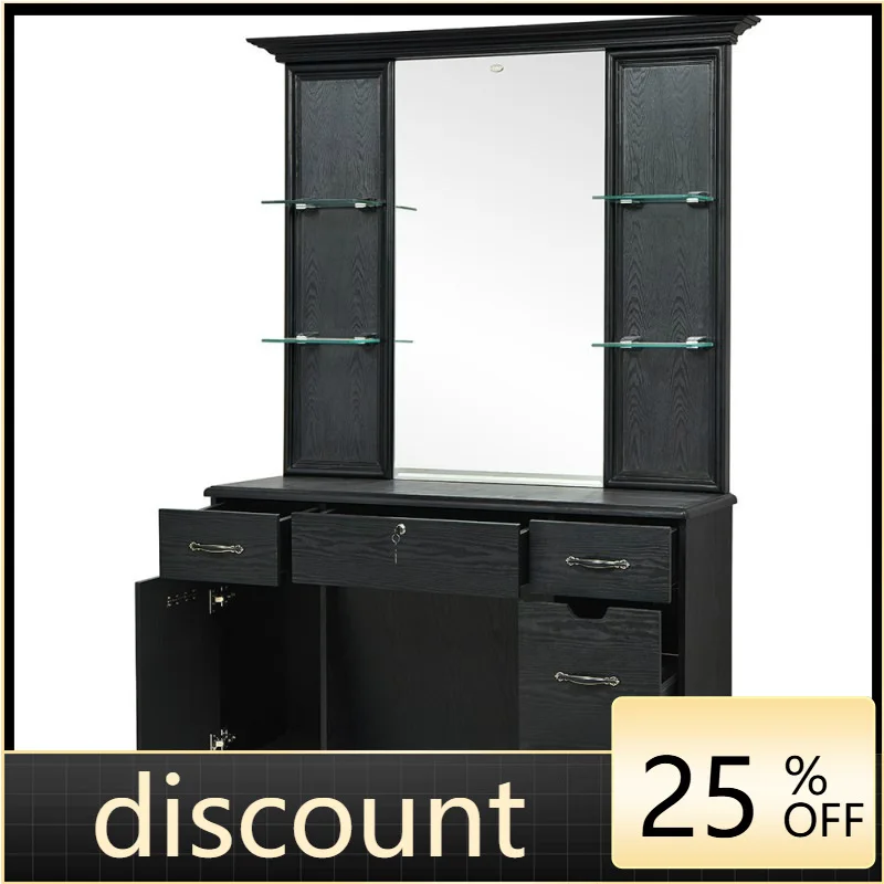 

LMM Barber Shop Barber Shop Mirror Table Hanging Cabinet Hairdressing Furniture Barber Chair