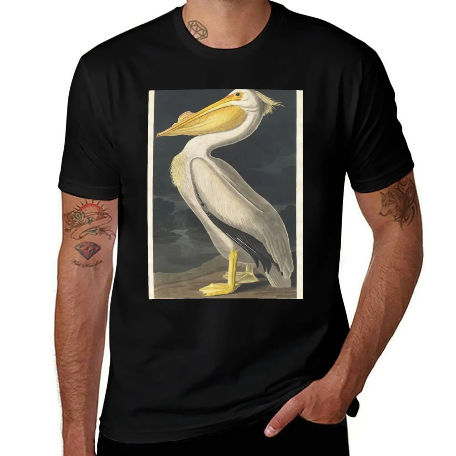 

american white pelican by Audubon, birds of america T-Shirt clothes korean fashion customs design your own Short sleeve tee men