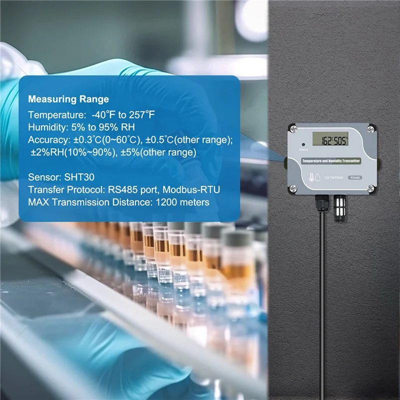 Sensor Suhu dan Kelembapan ABKO-2X RS485 Modbus RTU, Sensor Suhu Digital Industri dan Transmitter Kelembapan