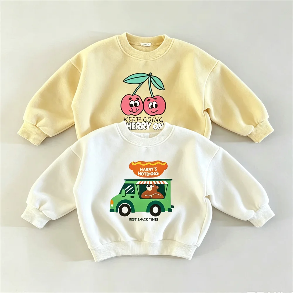 Baby Clothes Printing Tops Spring Autumn Wear Crewneck Pullovers Fashion Casual Sweatshirt Toddler Simple All-match Hoodies