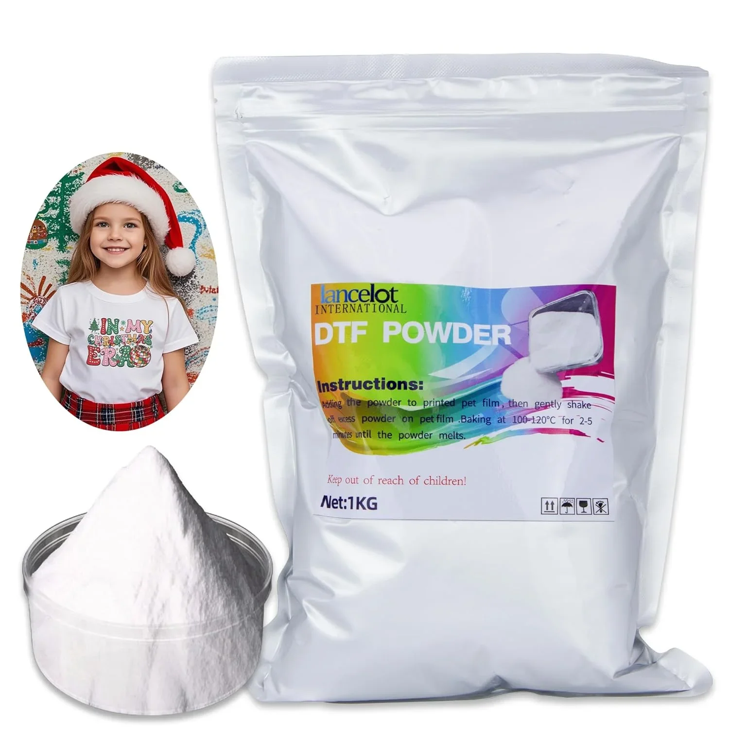 

White Hot Melt Powder for DTF Printing 1kg, Strong Adhesion for T Shirt Textile, DTF Film Glue Shaker Powder, Manufacturer Price