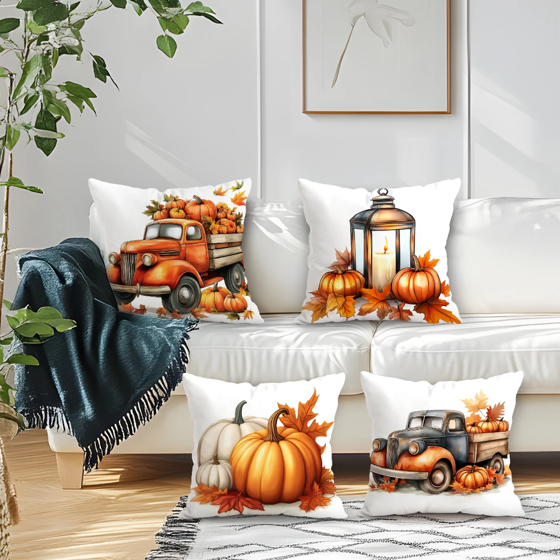 

Autumn Decoration Cushion Pillowcase Printed Polyester 45x45cm Throw Pillowcover Decorative Sofa Cushion Pillowslip Home Decor