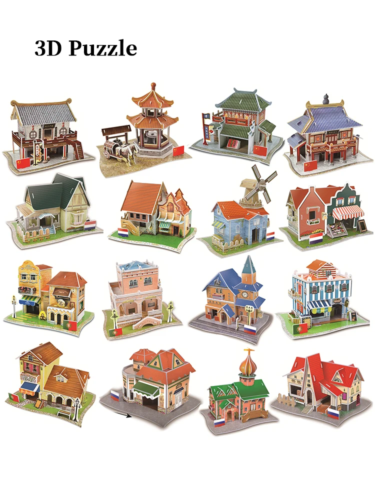Educational Toys 3D Jigsaw Puzzles Toys Children Intellectual Development Worlds Famous Building Construction 3D Puzzles Toy