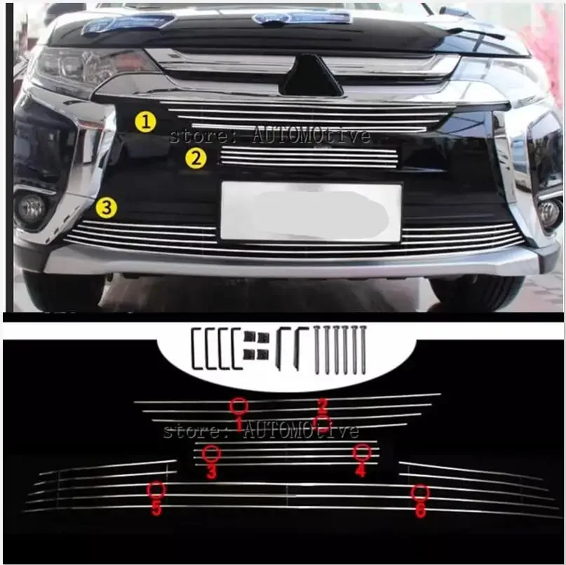 

2016 2017 2018 for Mitsubishi Outlander Quality Stainless steel Car front bumper Mesh Grille Around Trim Racing Grills