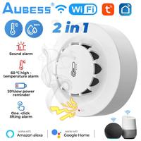 Tuya WiFi Smart Smoke Detector Fire Alarm 2 In1 Temperature And Humidity Sensor Thermohygrometer For Alexa Google Home Security