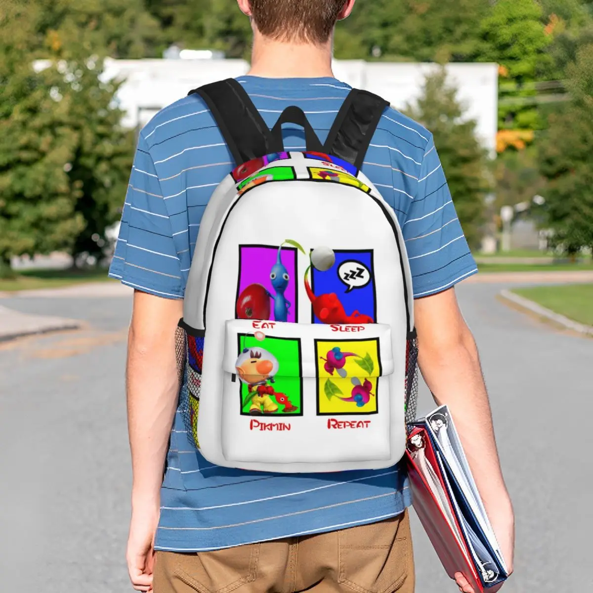 Eat Sleep Pikmin Repeat Backpack Student BookBag Boys Girls School Bag Laptop Shoulder Bags