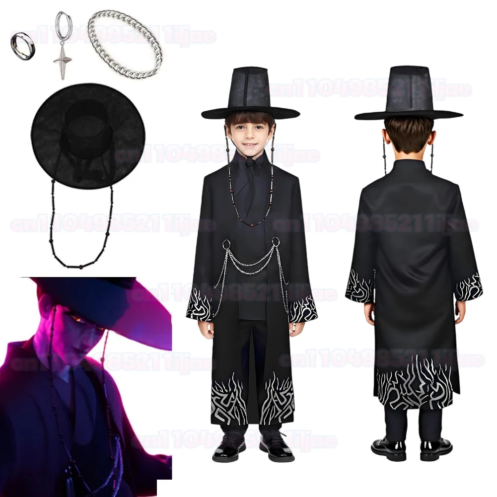 

Kids Demon Hunter of KPop Saja Boys Jinu Cosplay Singing Suit Cartoon Costume Men Fantasy Halloween Carnival Party Clothes