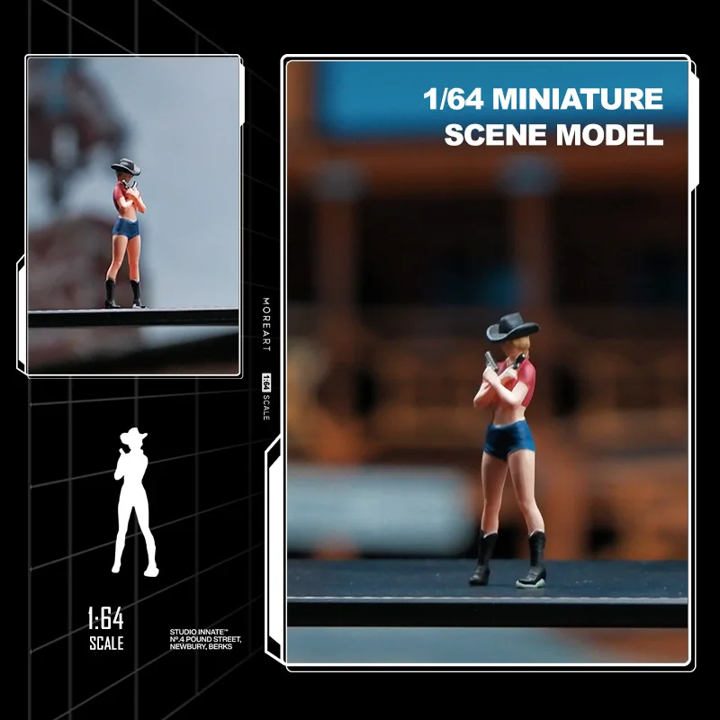 1:64 anime cowgirl mini boneca figura modelo em miniatura fotografia adereços modelo de cena diy mesa areia paisagismo ornamento presente