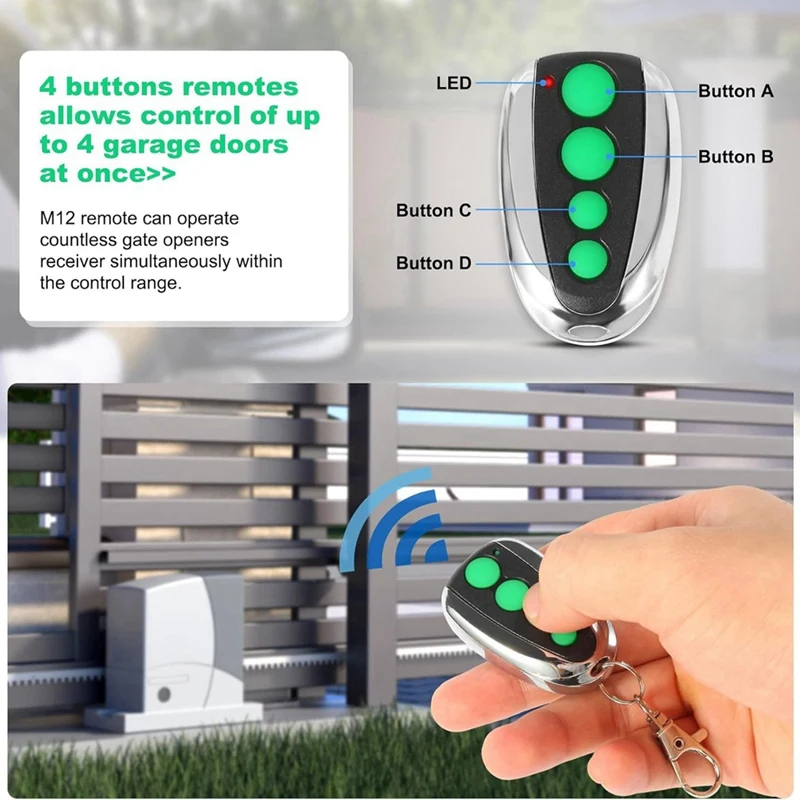 3Pcs M12 Remote Control Transmitter 433.92Mhz ,4-Button For Automatic Swing Sliding Gate,For Lockmaster Topens Casar