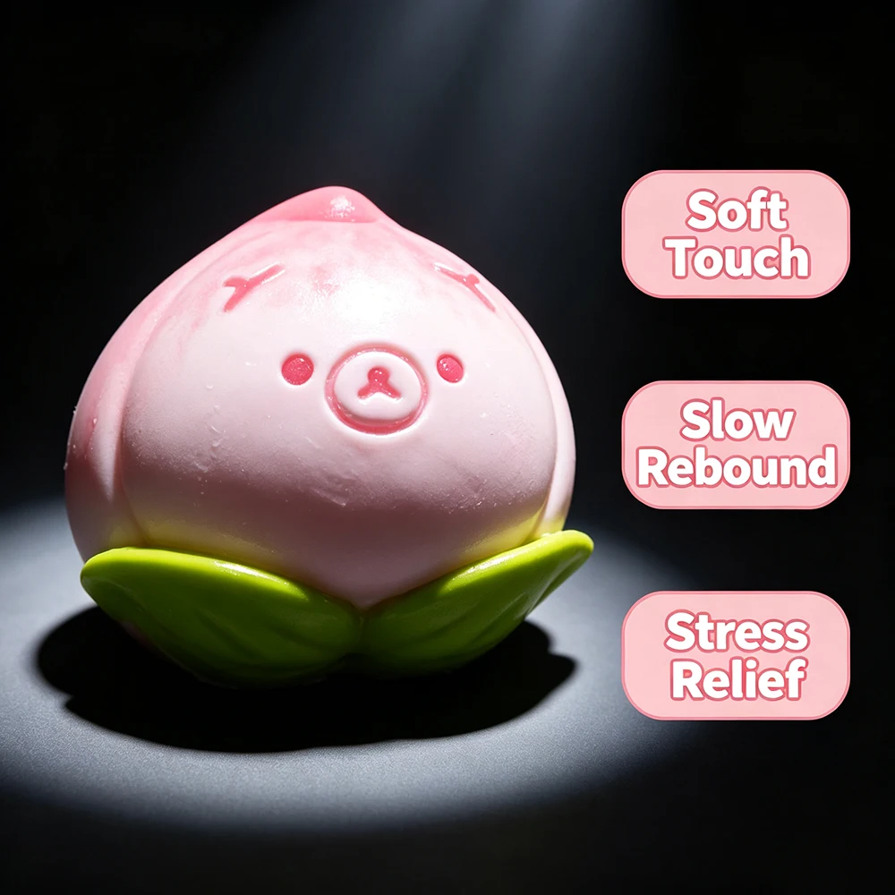 1/2 Stück Weiches Pfirsichförmiges Quetschspielzeug Kawaii Frucht Stressabbau-Spielzeug Niedliche Schreibtisch-Dekoration Entspannendes Accessoire – Detail 7