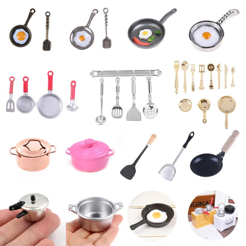 1:12 Dollhouse Miniature Kitchen Metal Colander  Long Handle Soup Spoon Ice Cream Scoop Kitchen Cooking Tool Kitchen Decor Toy