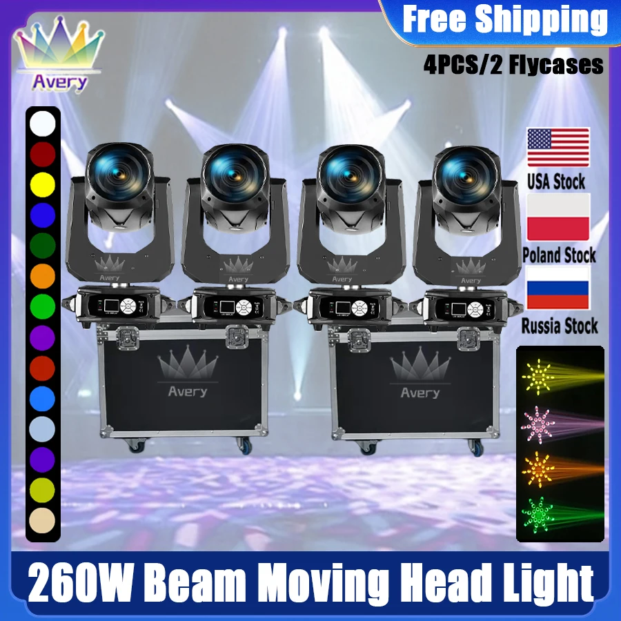 0 Tax 4Pcs Beam 10r 260W 2 Flightcase Moving Head Beam Sharpy Beam Light Lyre Beam 10r 260 DMX Rainbow Effect Dj Stage Light