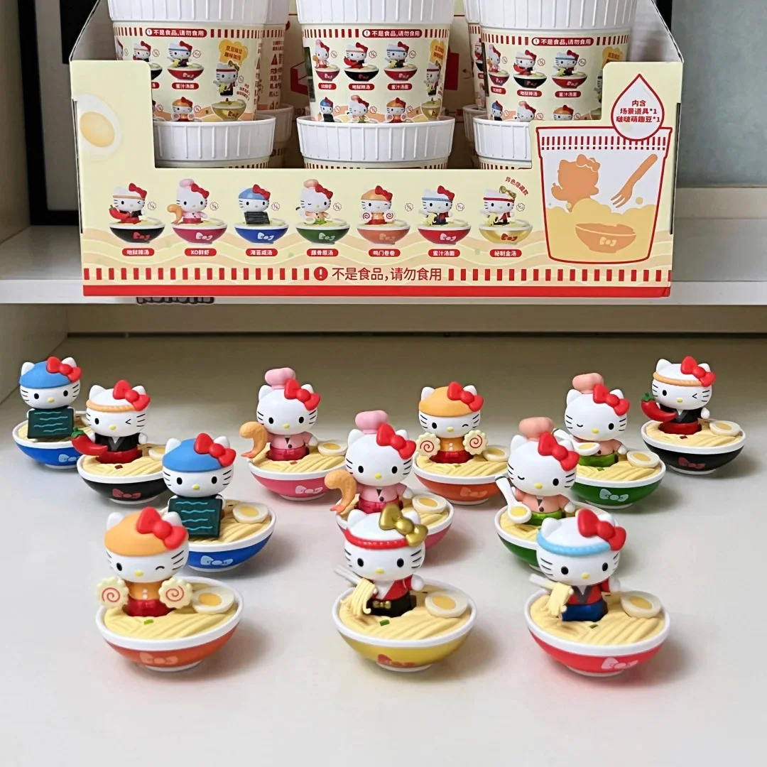 Hello Kitty Ramen Shop Series Bobble Cute Bean Blind Box Mini Figure Desktop Ornament Trendy Play Toy Surprise Gifts for Girls view 4