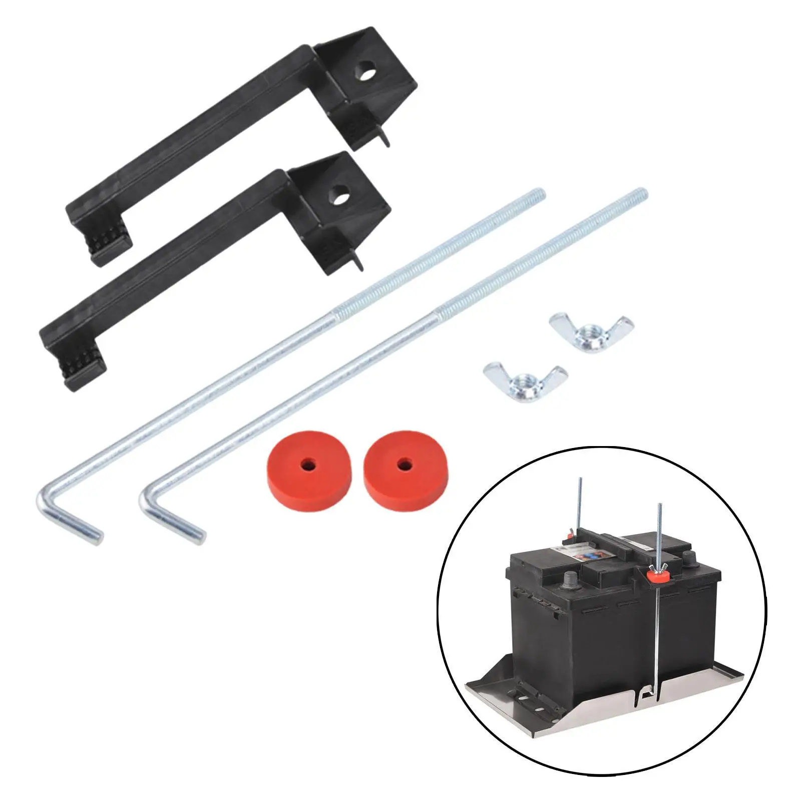車のバッテリーホールドダウンセット、実用的で耐久性のある取り付けブラケット、調整可能な幅、ヨットの変更、RV