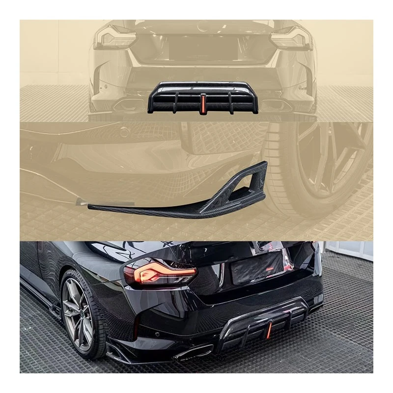 

New forBMW G42 M240 Carbon Fiber Strip Light Rear Lip Corner Bumper with Exhaust Cut-Outs