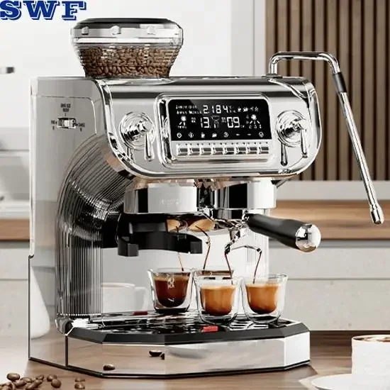 Factory 19 Bar home semi-automatic screen 4 in 1 cappuccino commercial espresso coffee machine with grinder