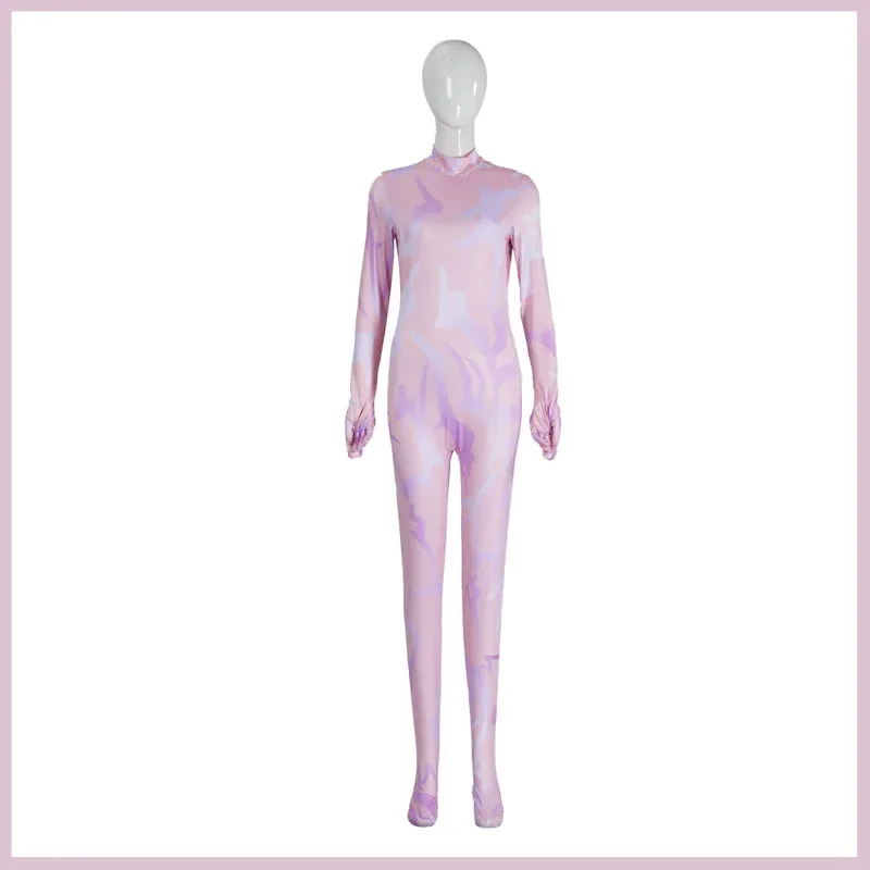 

Аниме фильмы KPop Охотники на демонов Руми Косплей Костюм Маскировка для девочек Розовый комбинезон Боди Парик Женский сексуальный карнавальный костюм;2'a