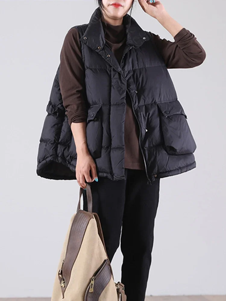 Winter Ultra Licht Dünne Ente Unten Weste Feder Jacke Frauen Stepp Kurze Warme Grundlegende Casual Oversize Weste B376