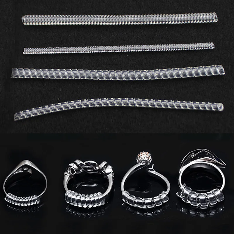 

4pcs Jewelry Tools Equipments Ring Adjuster Transparent Spiral Cord Ring Adjuster Tightener Reducer DIY Ring Resizing Tools