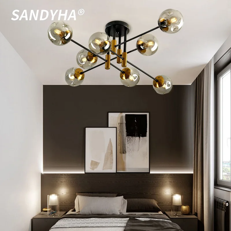 

SANDYHA Nordic Magic Bean Living Room Glass Pendant Lights Suitable For Apartment Bedroom Dining Room Decor Lighting Chandelier