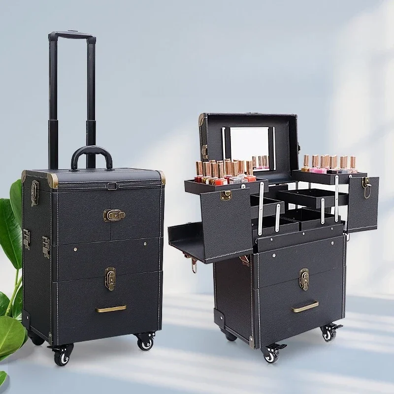 Cosmetic case, large-capacity multi-functional multi-layer storage box with tie rod, toolbox.