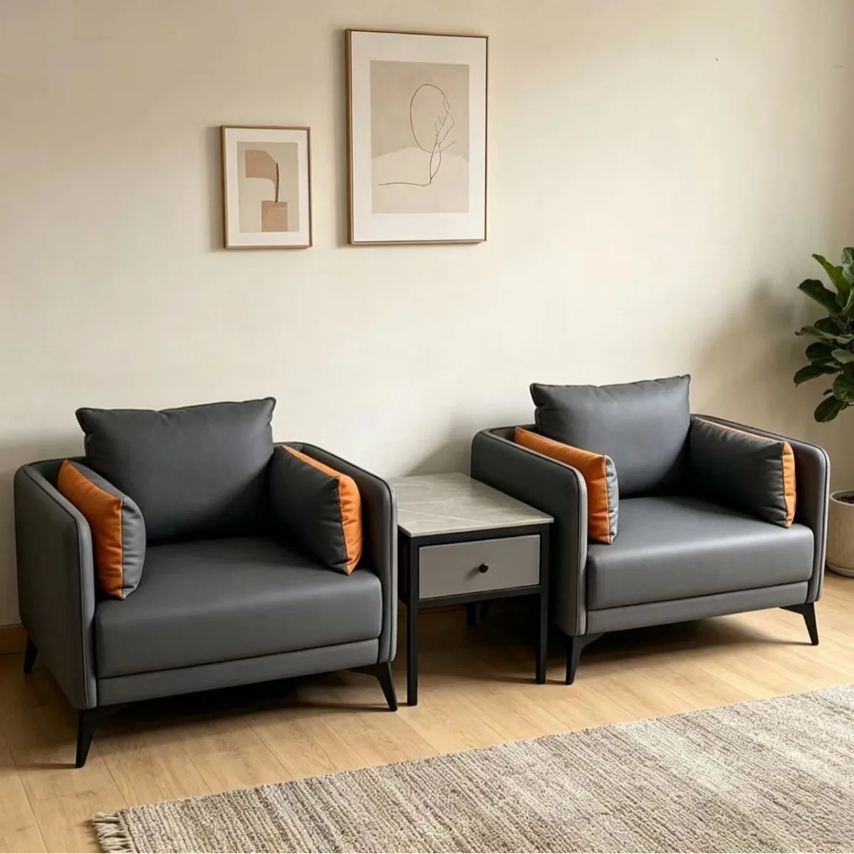 Single reception office sofa business VIP negotiation simple rest reception office sofa coffee table combination